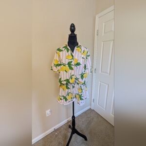 Vow D Lemon Print Button-Up Shirt and Shorts Set